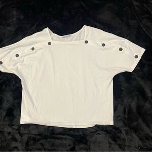 White Top with Black Button Accents